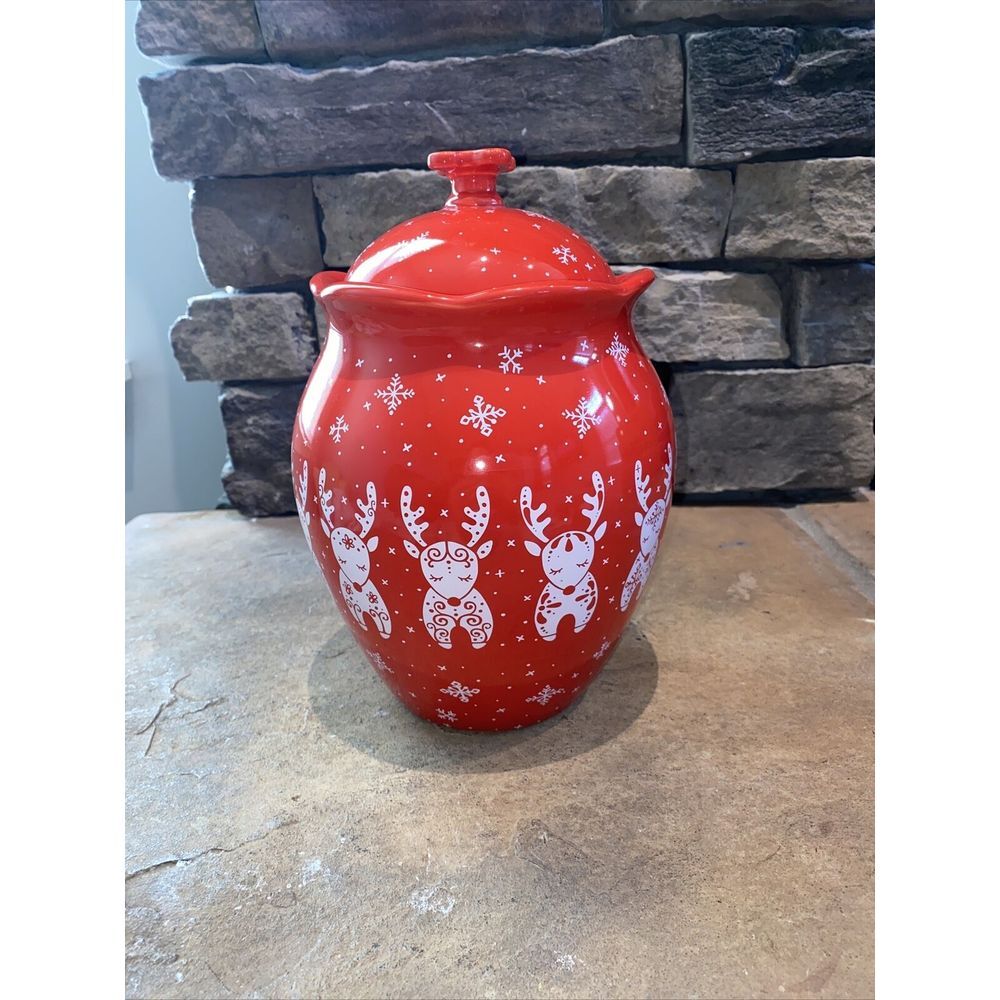 Temptations Christmas‎ Cookie  Jar Reindeer/snowflake/NEW